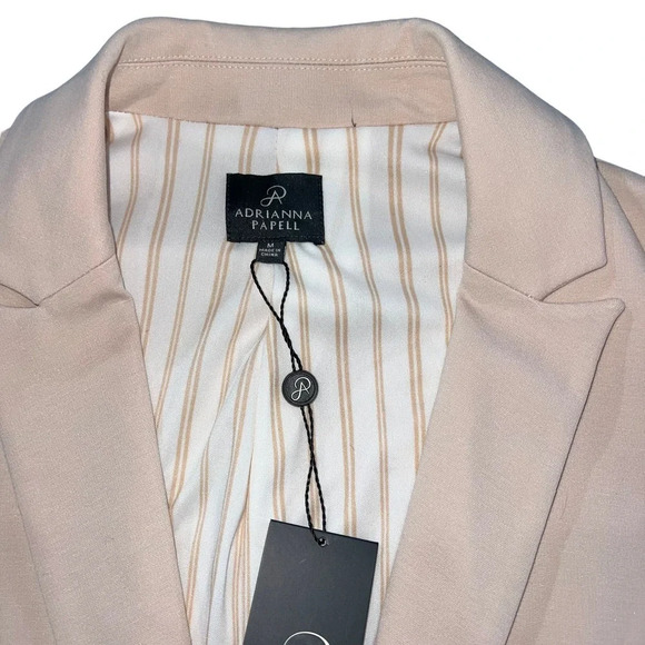 NWT Adrianna Papell Women's Medium Blush Pink Single Button Ponte Blazer Jacket - Picture 3 of 6